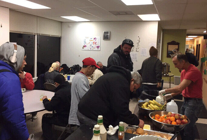 Serving food with coordination of Mandir